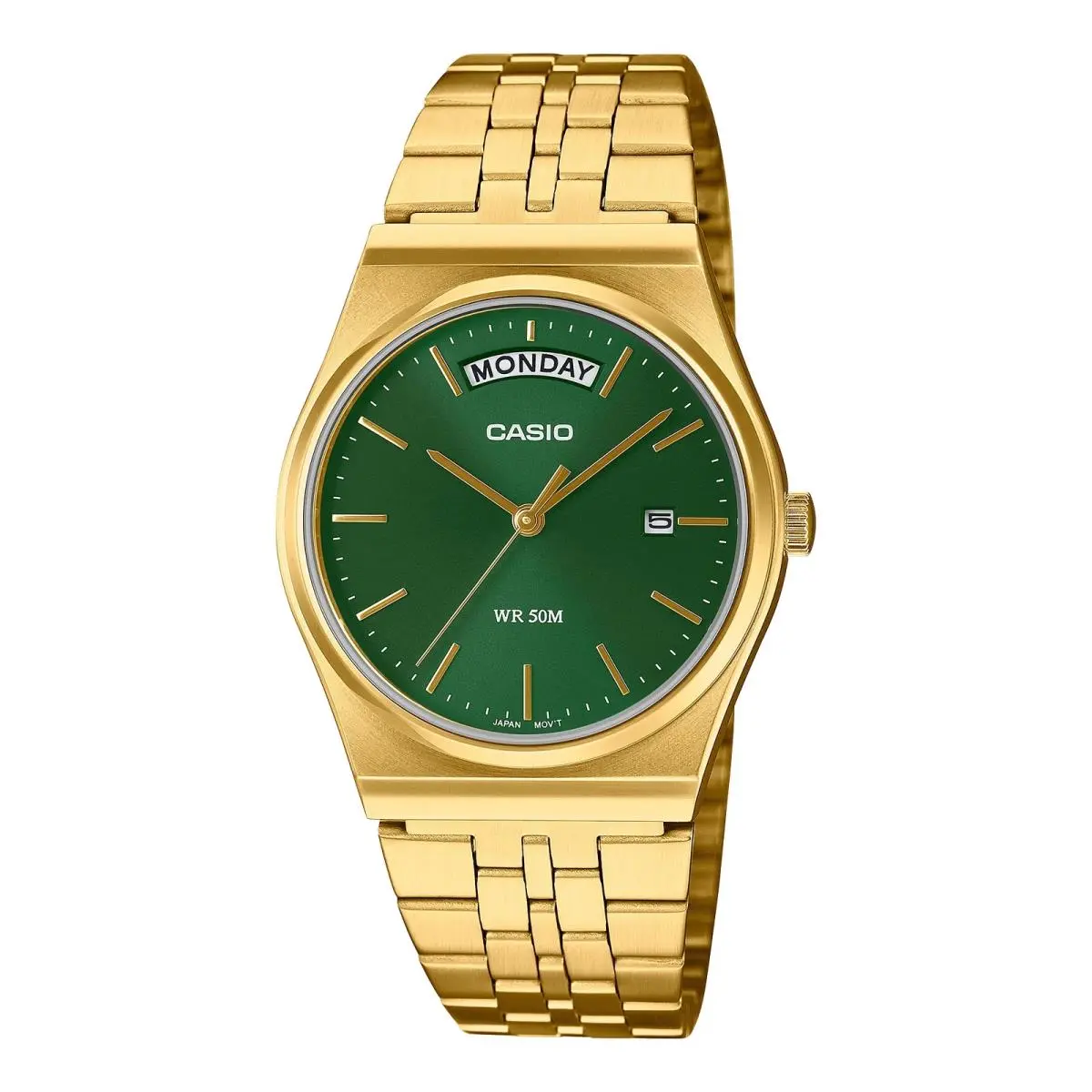 MTP-B146G-3A 50M Retro All Gold Plated Analog Day-date Unisex Sport Watch by Casio
