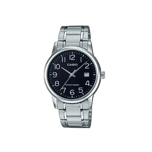 Casio Men`s Stainless Steel Bracelet Black Dial Analog Watch MTP-V002D-1BUDF