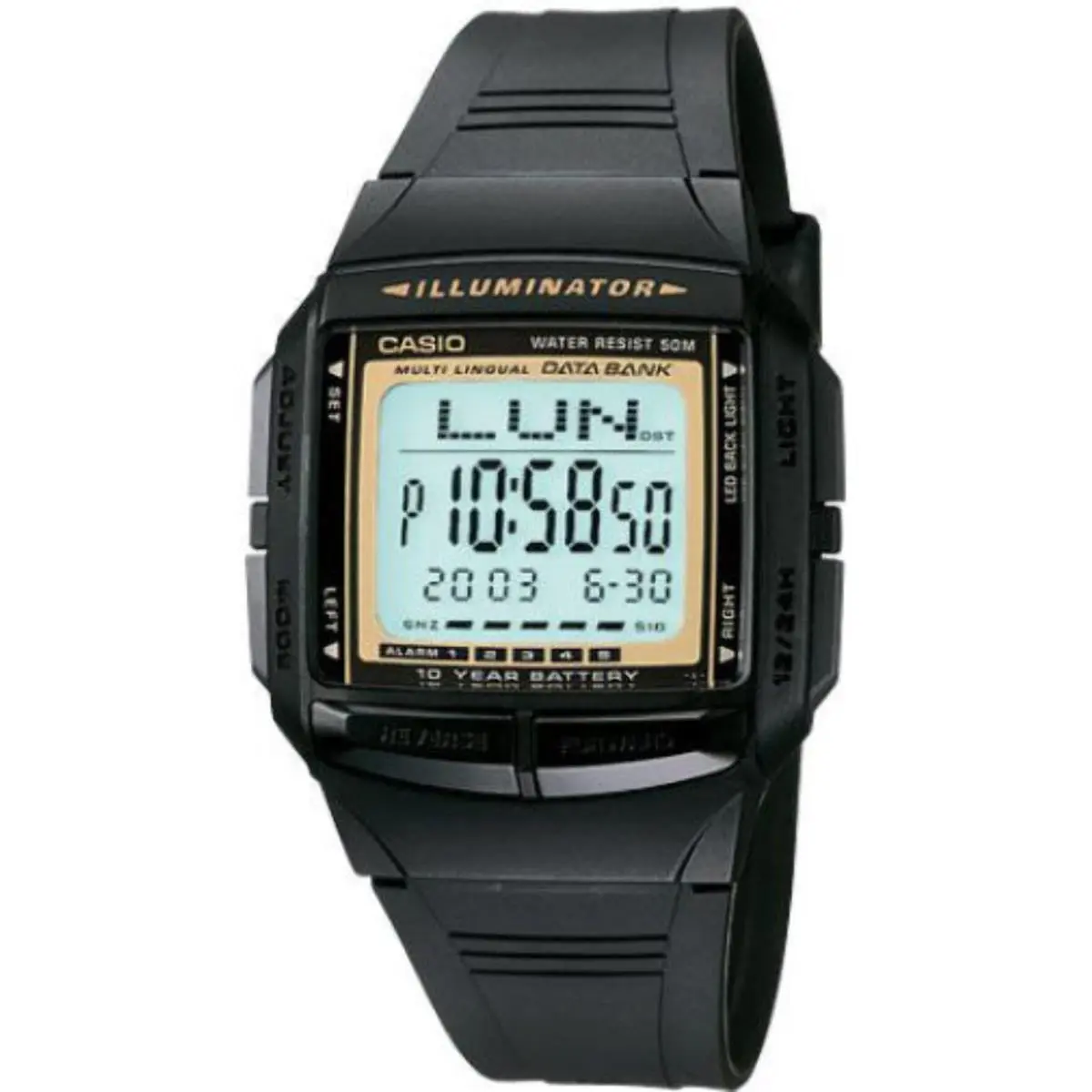 DB36-9AV Men`s Black Databank Watch by Casio
