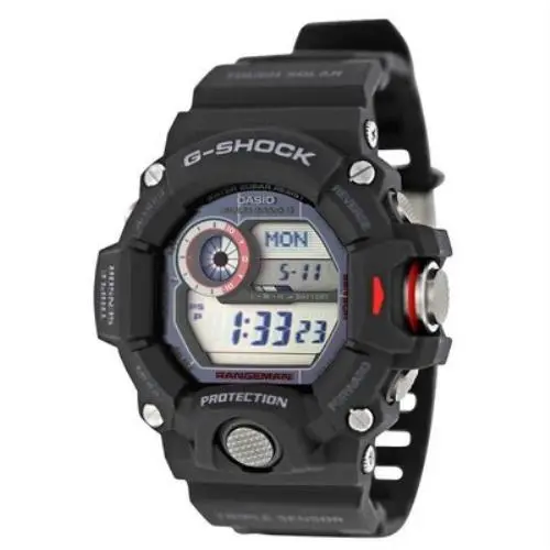 Casio G-shock Rangeman Multi-band 6 A-c Timekeeping Digital Dial Men`s Watch - Dial: Silver, Band: Black, Bezel: Black