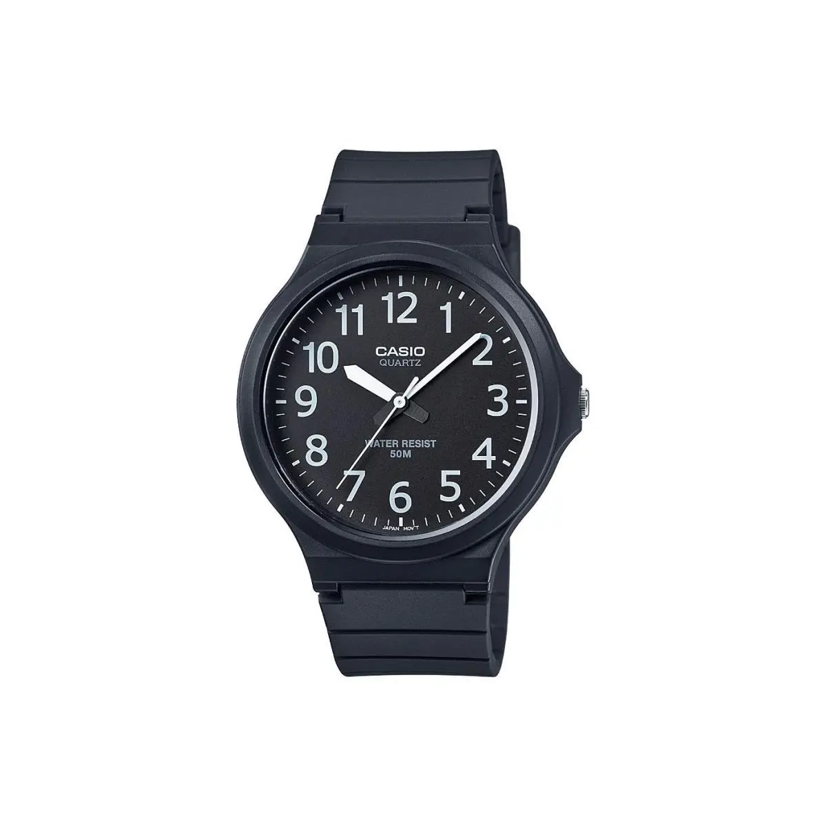Casio Men`s Large Case Analog Black Classic Quartz Resin Watch MW-240-1BVCF - Black, Dial: Black, Band: Black