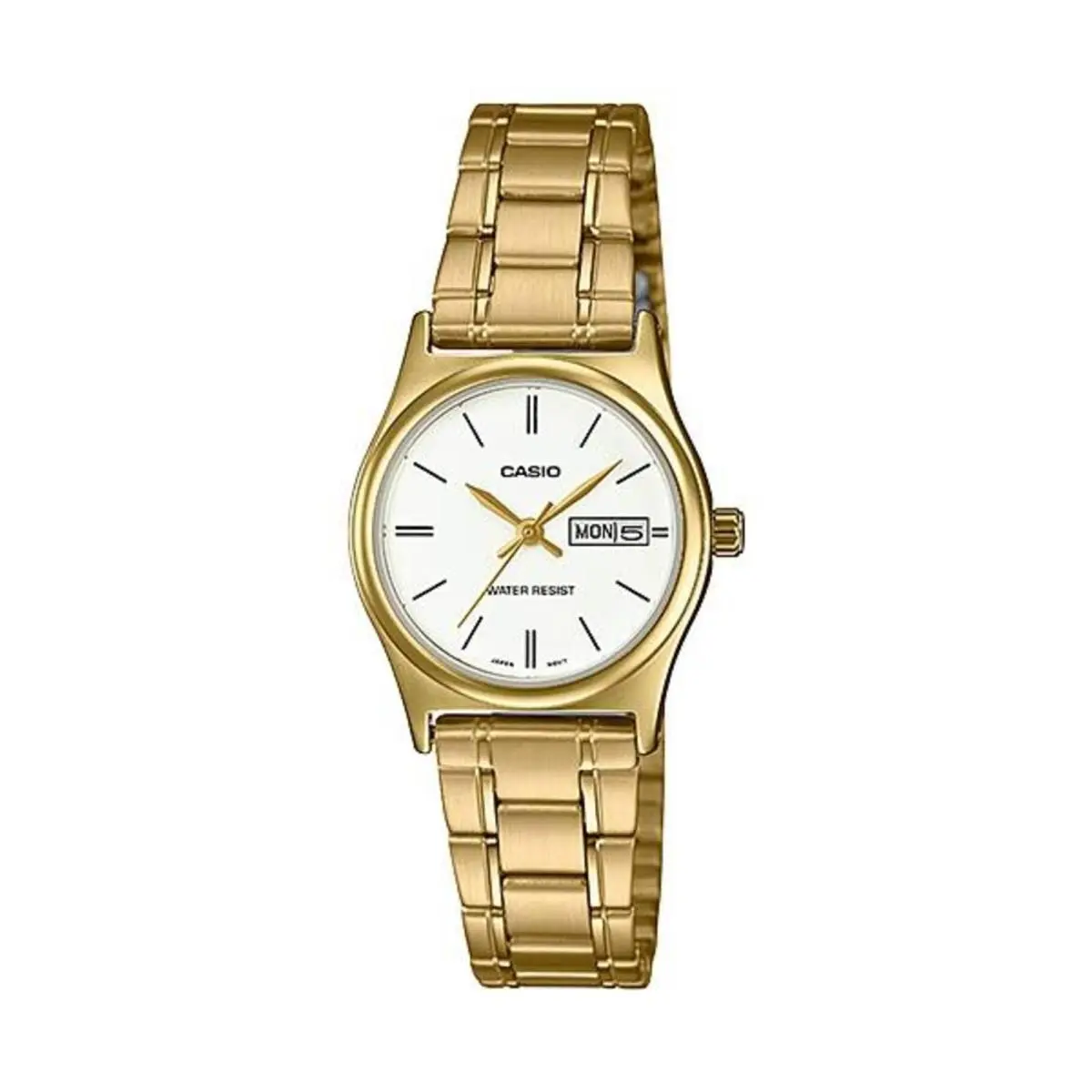 Women’s Gold Stainless Steel Watch with White Dial - LTP-V006G-7BUDF by Casio