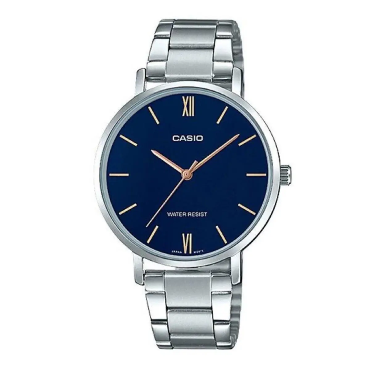 Women’s Silver Stainless Steel Analog Watch with Blue Dial by Casio