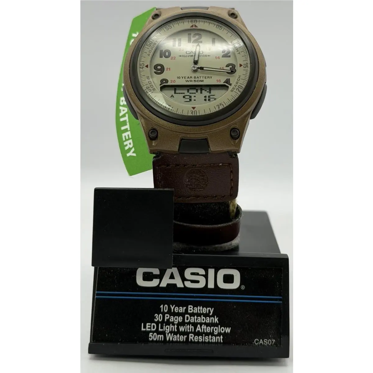 Forester Telememo 30 AW-80 Quartz Analog Digital Gold Brown Leather 10 Yr by Casio