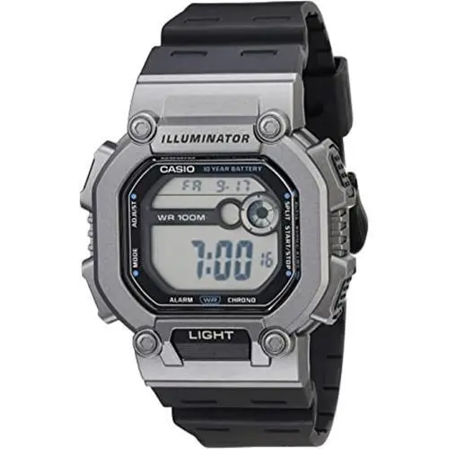 Casio Men`s Heavy Duty Digital Resin Strap Black Casual Watch W-737H-1A2VCF