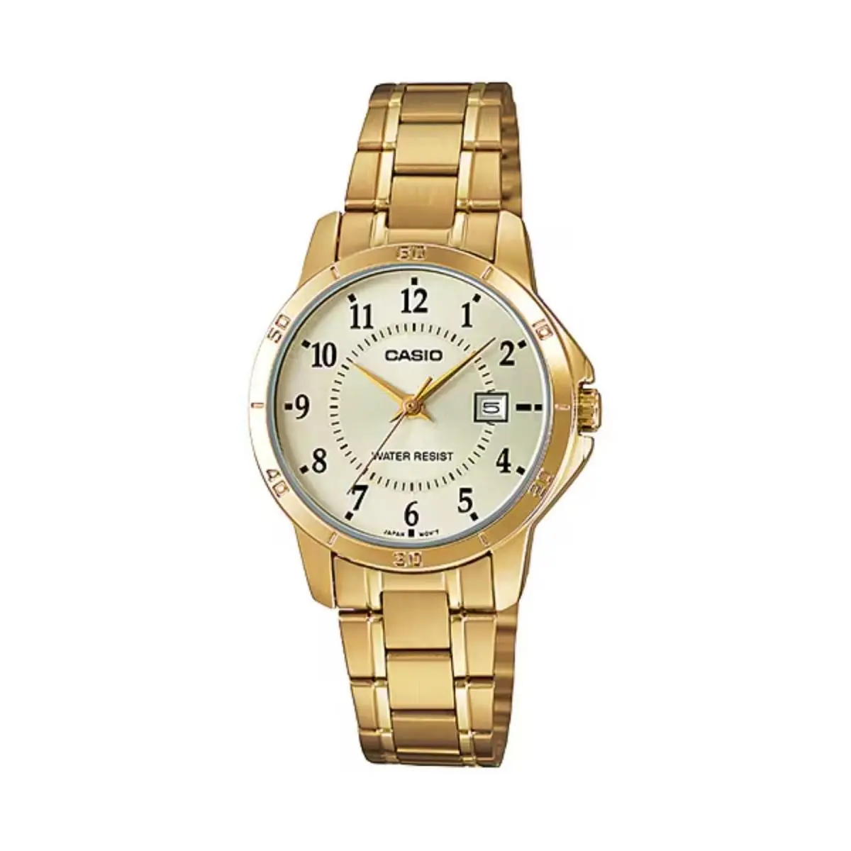 Women’s Gold Analog Watch Champagne Dial Steel Bracelet - LTP-V004G-9BUDF by Casio