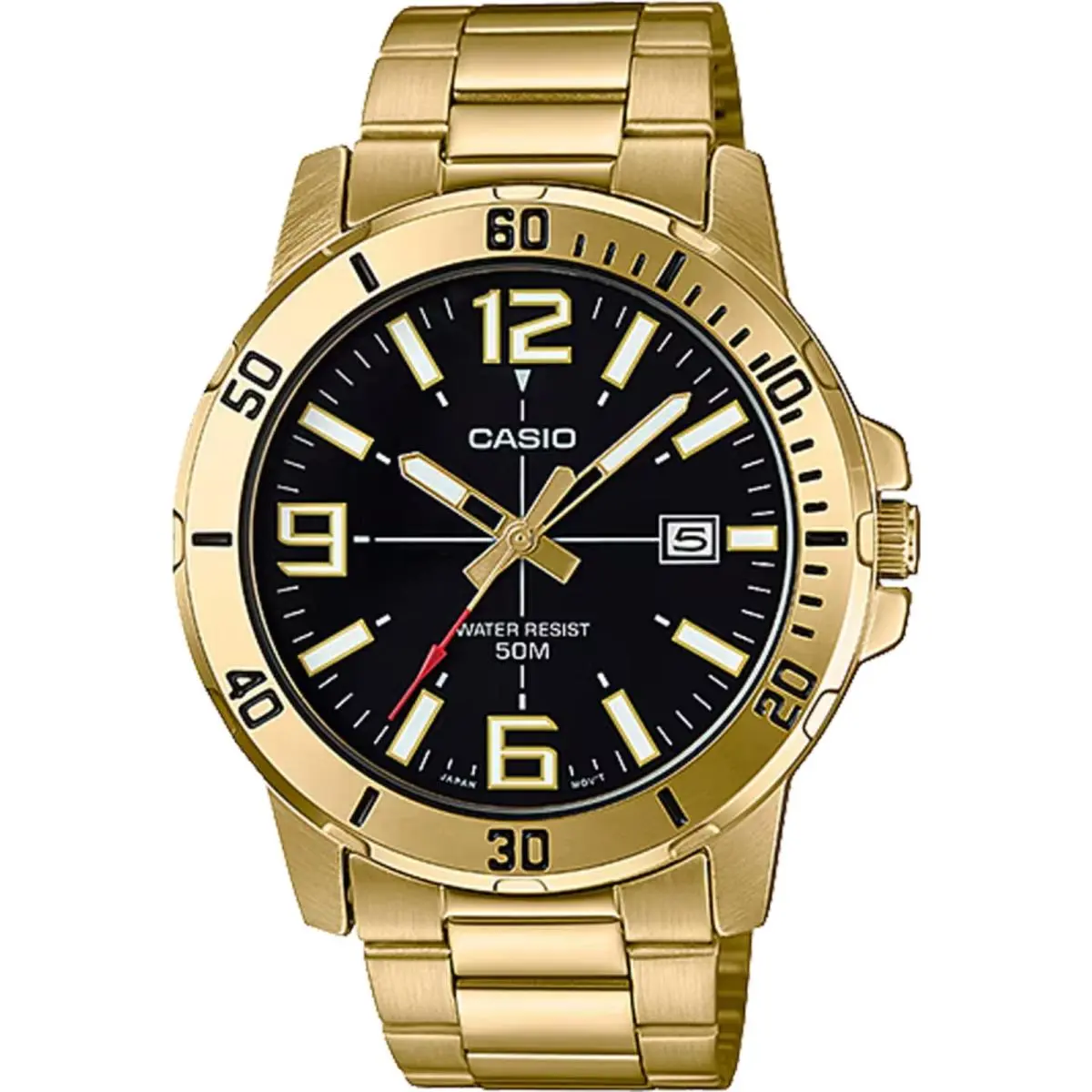 Men’s Black Dial Analog Watch with Gold Tone Bracelet - MTP-VD01G-1BVUDF by Casio