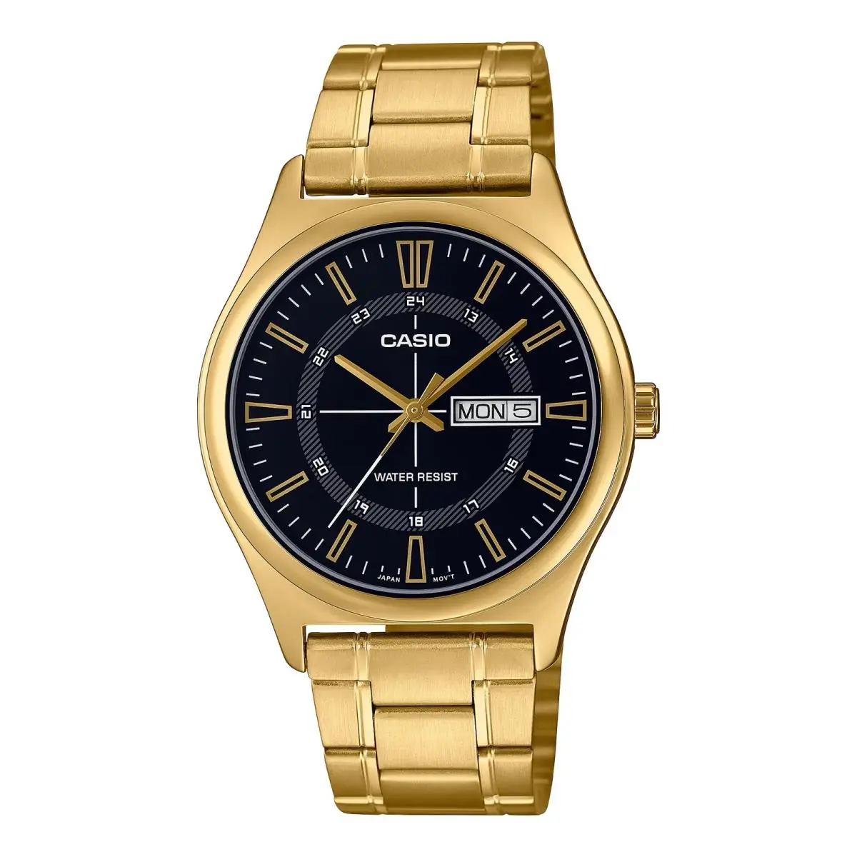 Men’s Gold-tone Stainless Steel Black Dial Analog Watch - MTP-V006G-1CUDF by Casio