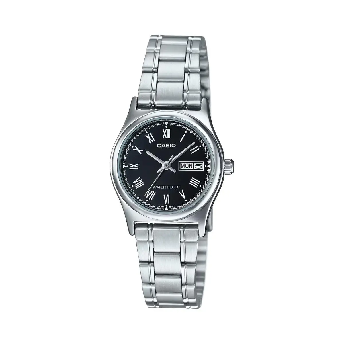 Women’s Black Dial Analog Watch with Day-date Steel Bracelet by Casio