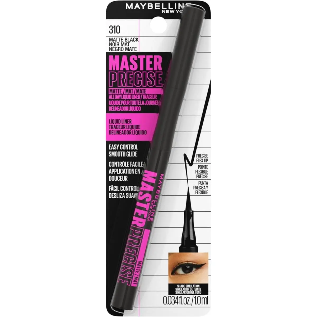 5 Pack Maybelline Master Precise Liquid Eyeliner Matte Black 0.034 fl oz