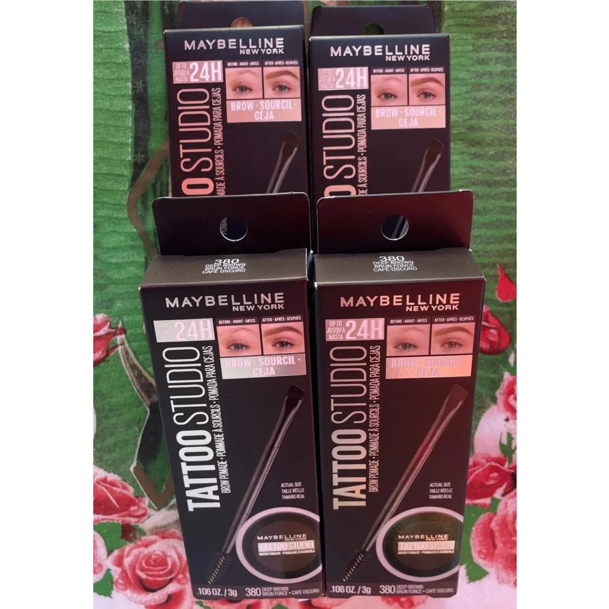 4 Maybelline Tattoo Studio Brow Pomade 380 Deep Brown 0.106oz New Factory Pacs