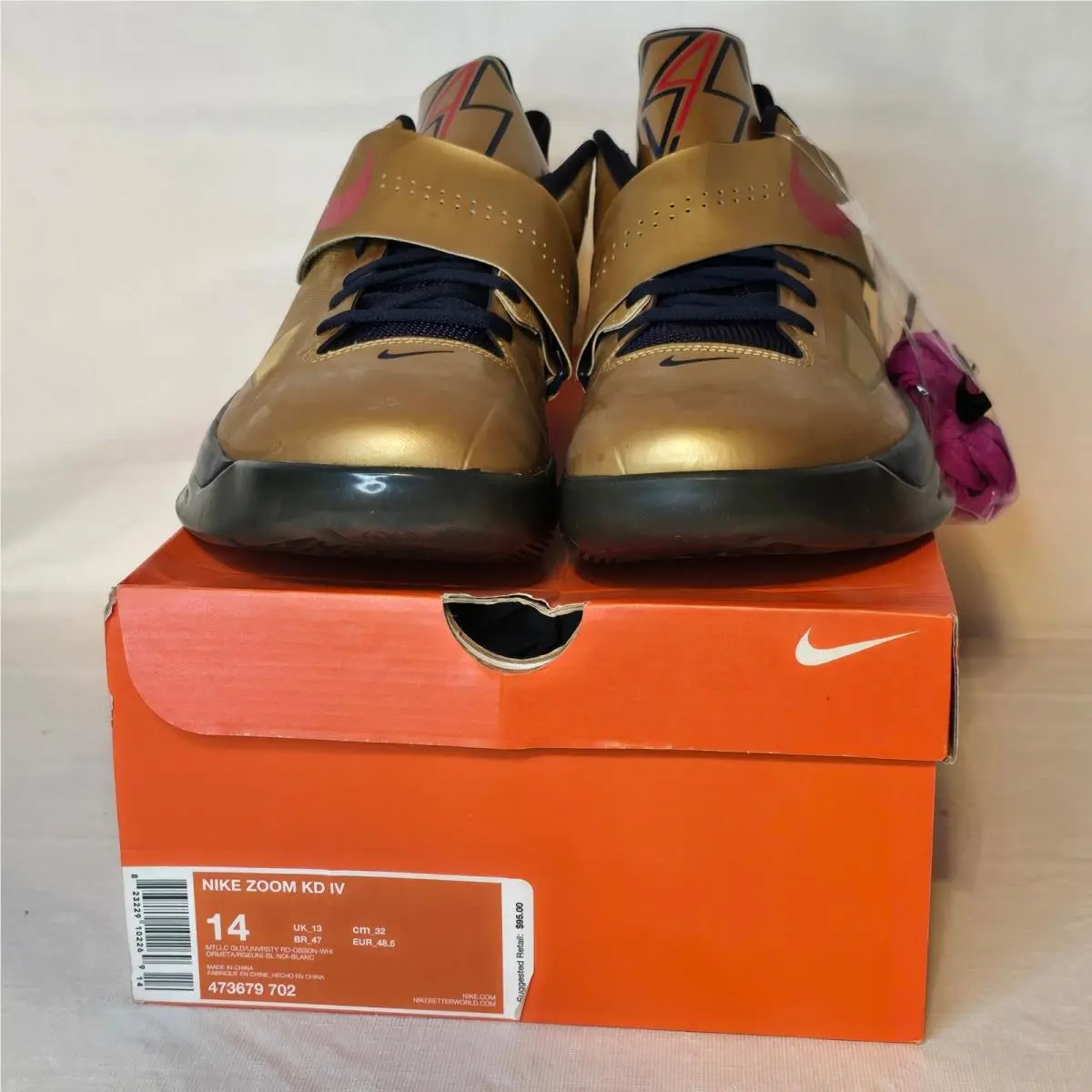 Zoom KD 4 IV Gold Red Mens Basketball Sneakers Size 14 Nos 2012 by Nike