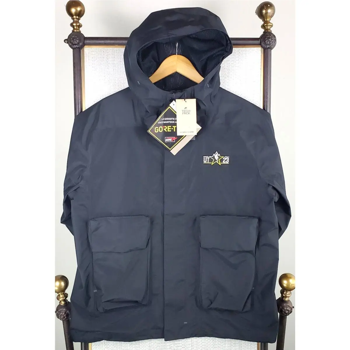 Nike clothing - golf casual jacket coat windbreaker swoosh nike fit full zip waterproof windproof vintage performance sportswear wicking breathable 2023 nba all star game storm fit advanvced goretex gore tex salt - Black 17
