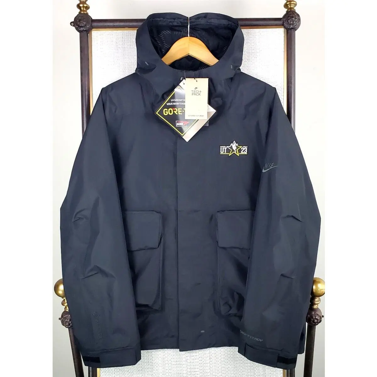 Nike clothing - golf casual jacket coat windbreaker swoosh nike fit full zip waterproof windproof vintage performance sportswear wicking breathable 2023 nba all star game storm fit advanvced goretex gore tex salt - Black 0