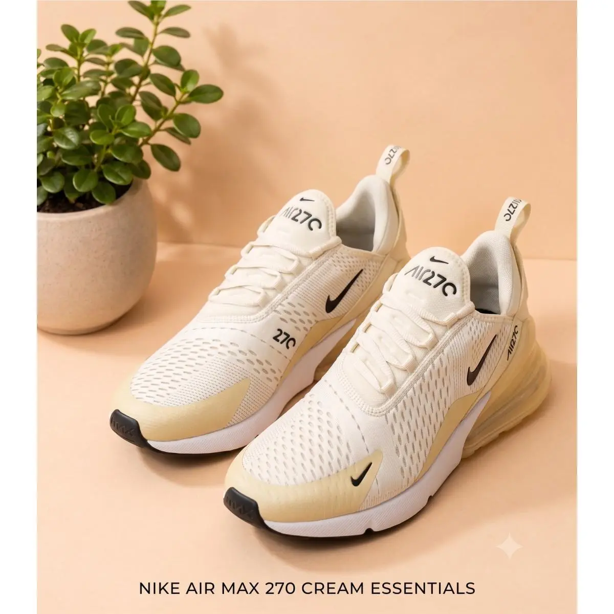 Women`s Air Max 270 Sneakers Sail Black 6 US by Nike