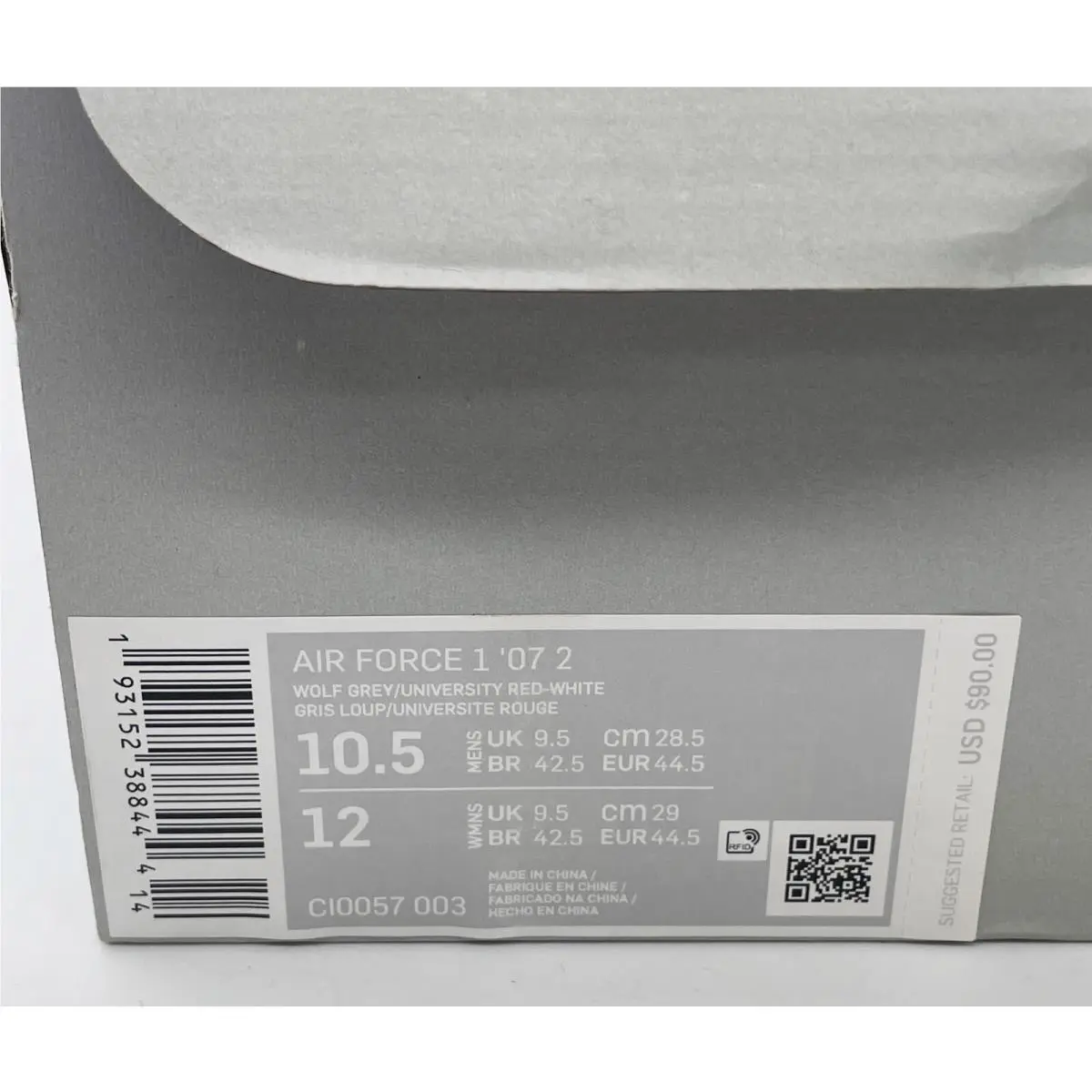 Nike shoes - Air Force 1 `07 2 Low - CI0057-003 - Gray Red 10