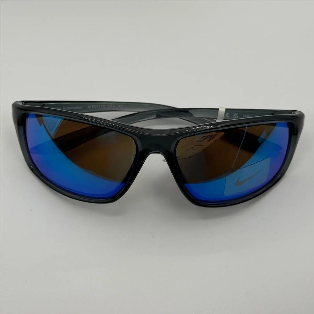 Adrenaline M Sunglasses Mens Dark Grey Blue Mirror Sport Wrap EV1113 012 by Nike