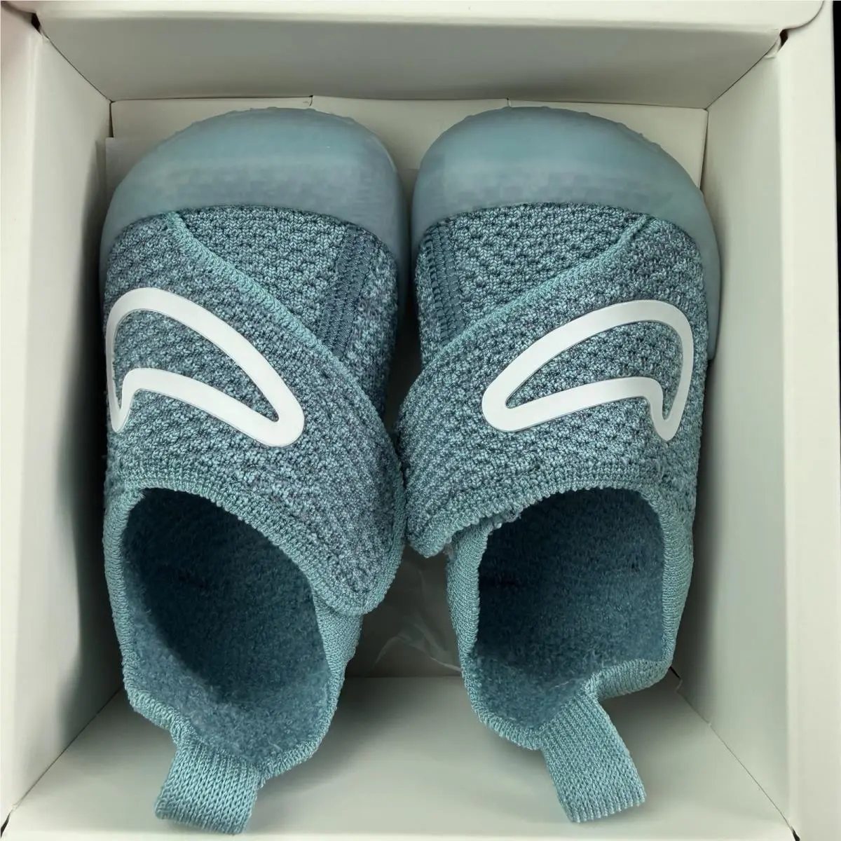 Swoosh 1 TD Infant Flyknit Shoes Denim White Smokey Blue Sz 3C FB3244-403 by Nike