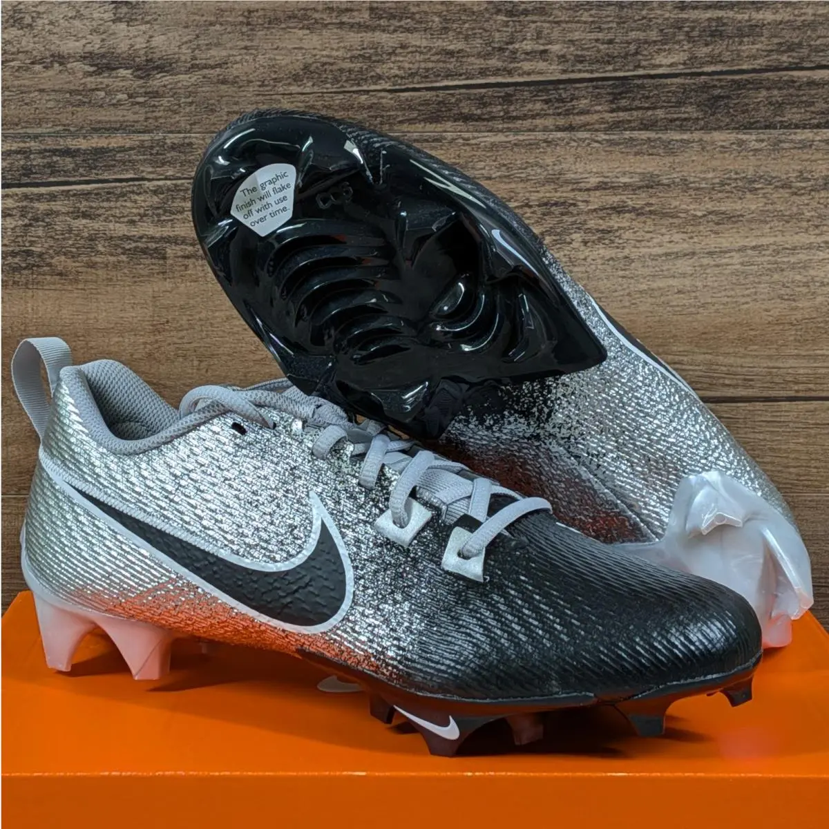 Vapor Edge Speed 360 2 Men`s 9 Silver Black Football Cleats DA5455-003 by Nike
