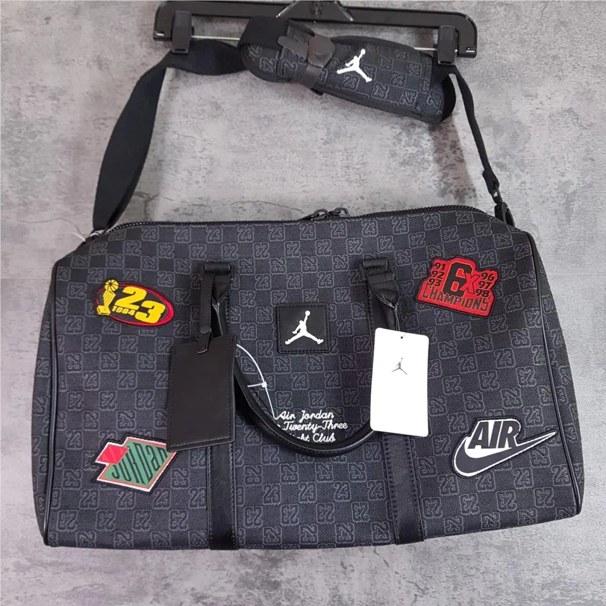 Air Jordan Monogram Champion Luxury 25L Duffle Bag Medium Patches Black by Nike
