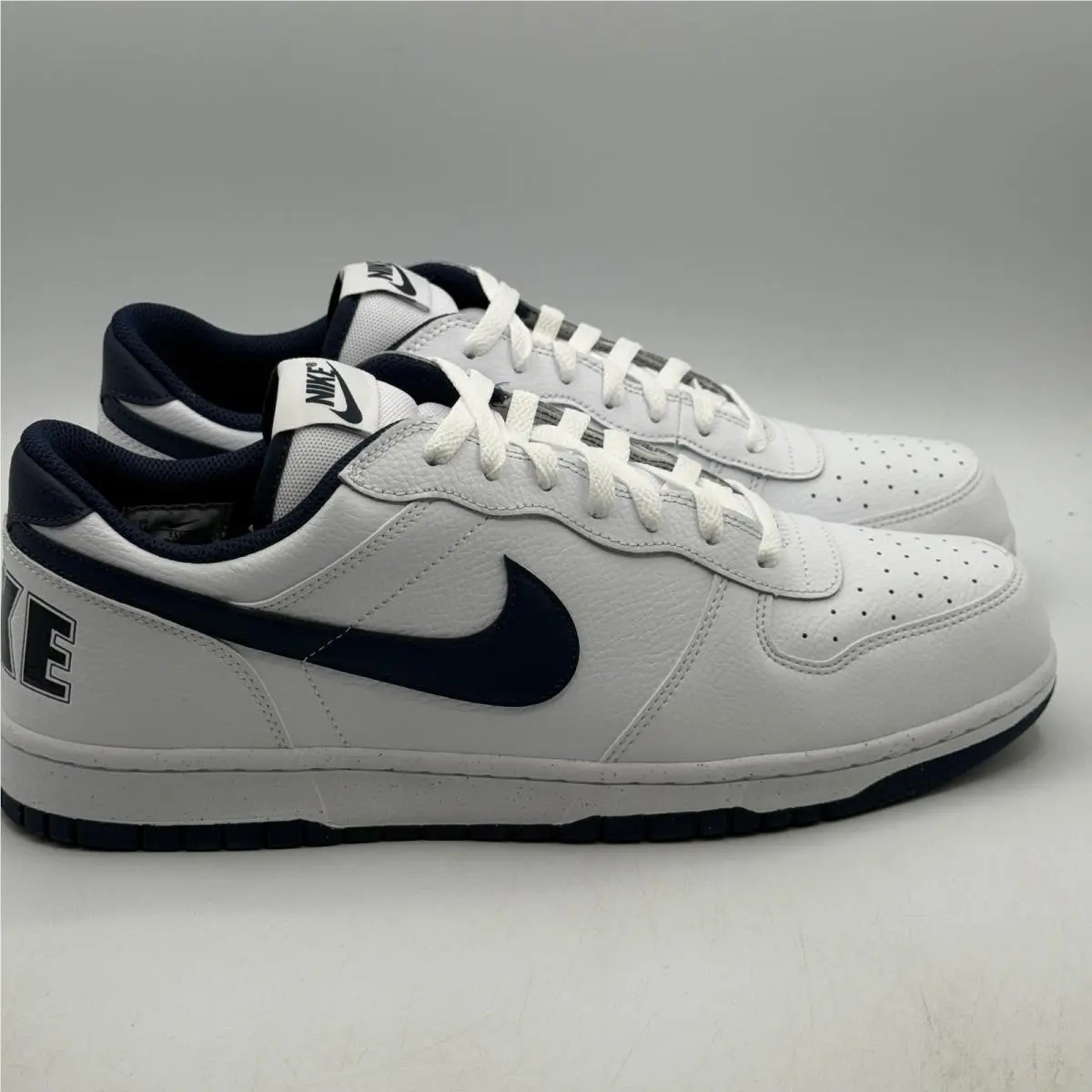 Big  Low Shoes Mens Size 14 White Midnight Navy Basketball 355152-140 by Nike