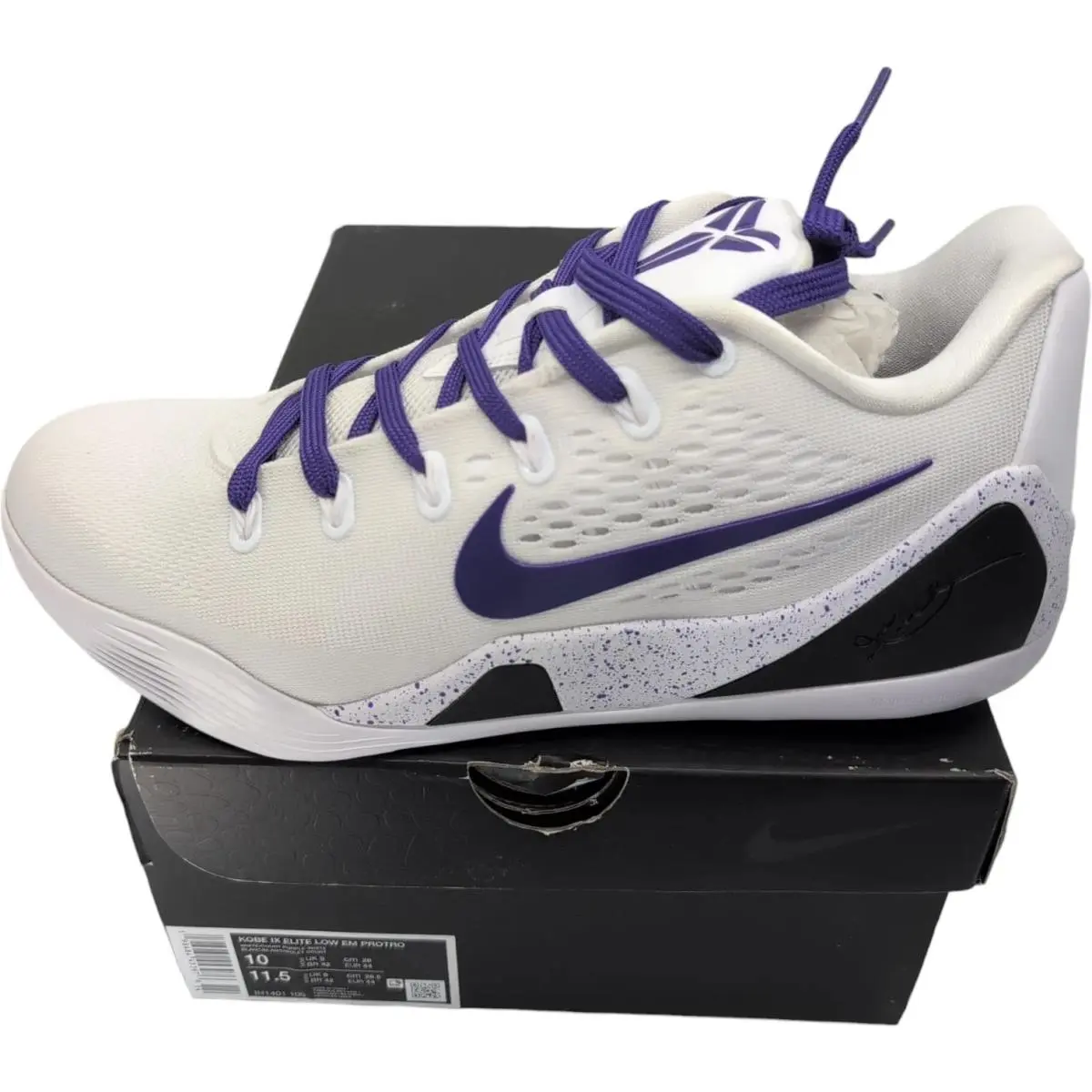 Kobe IX Elite Low EM Protro Shoes Mens Size 10 White Purple IH1401-100 by Nike