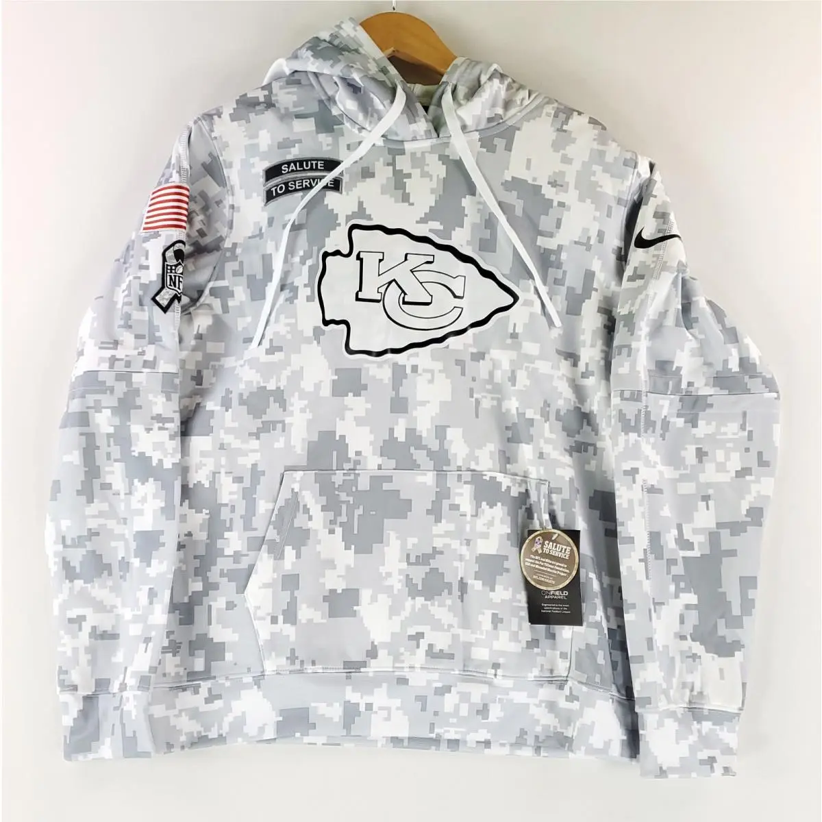 Hoodie Kansas City Chiefs Salute to Service Gray Camo Mens XL by Nike