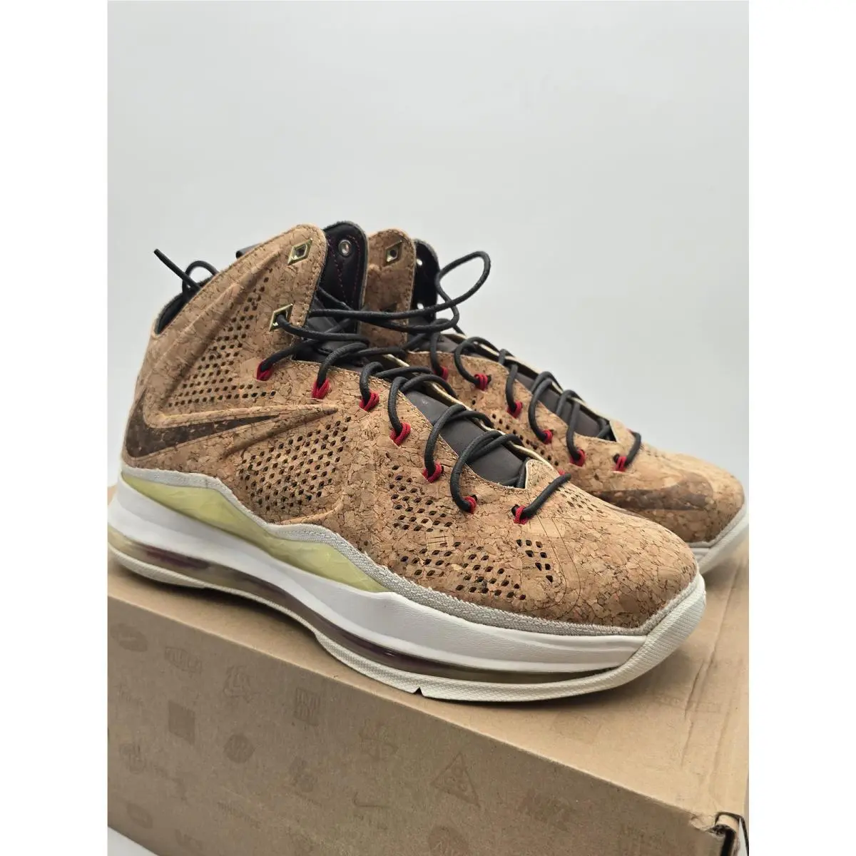 Lebron X Ext Cork QS Shoes Mens Size 8.5 Brown High Top Sneaker 580890-200 by Nike
