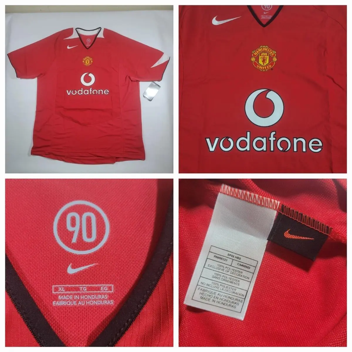 Vintage  90 Football Futbol Soccer Vodafone Manchester United Jersey XL by Nike