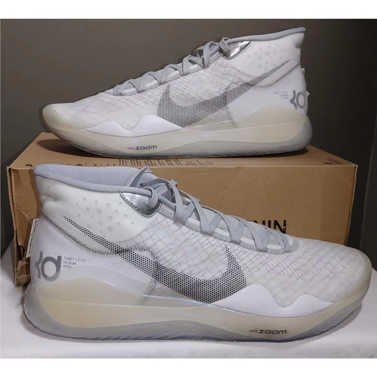 Zoom KD12 TB CK1196-101 Basketball Sneakers 17 White Wolf Grey Multi C by Nike