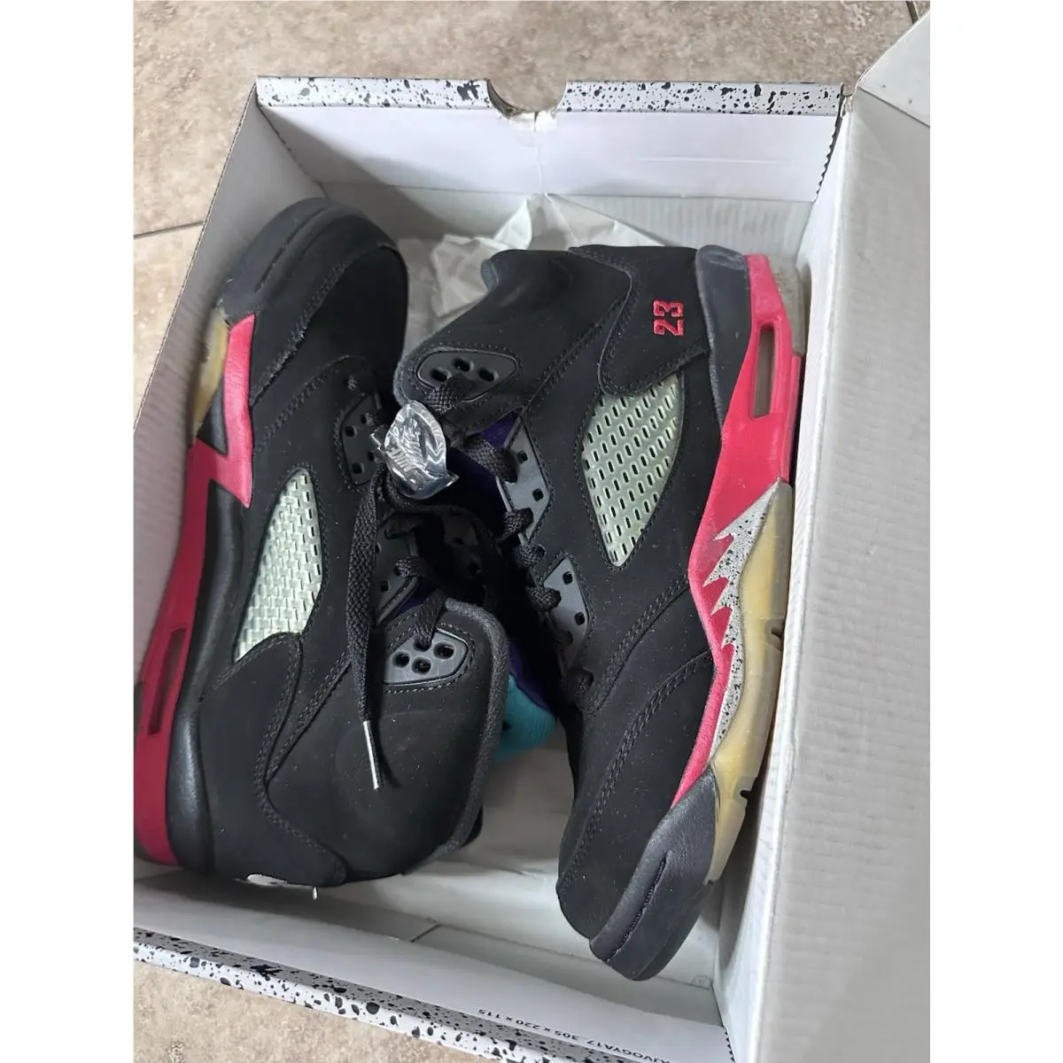Air Jordan 5 Youth Retro Teens High Top Basketball Lace-up Sneakers Black 7 by Nike