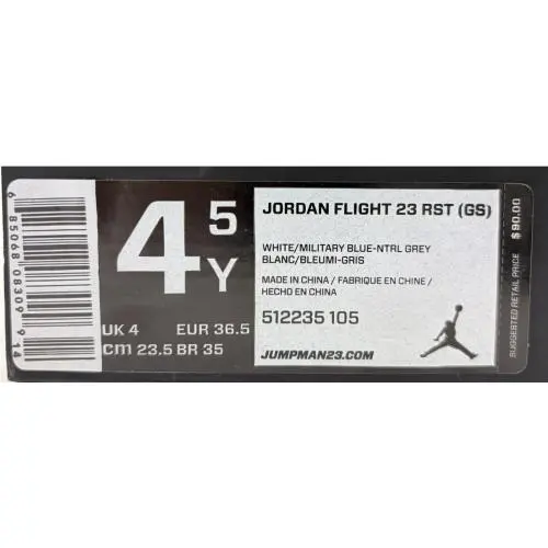 Nike shoes - Jordan Flight 23 RST (GS) - 512235 105 - White/Military Blue-Neutral Grey (UPC: 685068083099) 11
