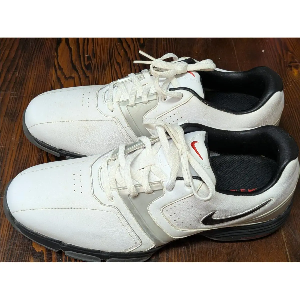 Lunar Saddle Golf Sneaker Shoes Men`s White Silver Leather Lace-up 9M by Nike