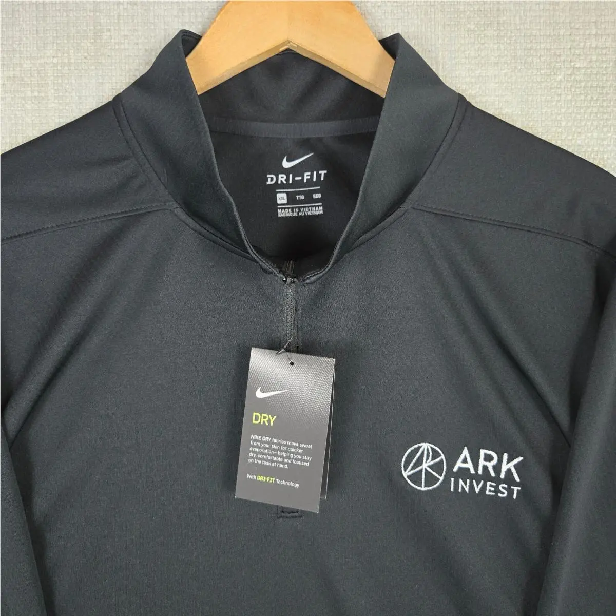 Golf x Ark Invest Rare 1/4 Zip Lightweight Windshirt Sz 2XL Mens Black by Nike