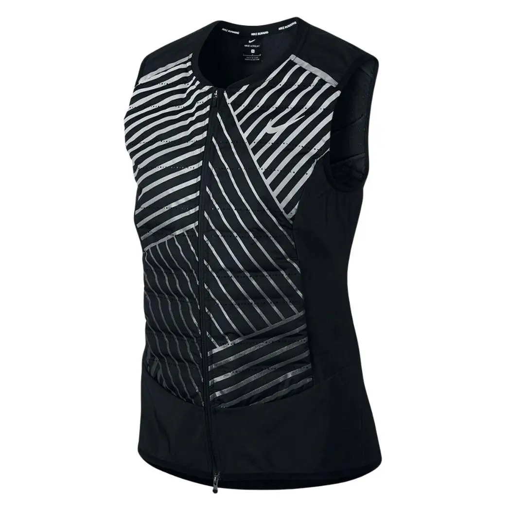 Women`s Aeroloft Flash Reflective Running Vest sz XL X-large Black Packable by Nike