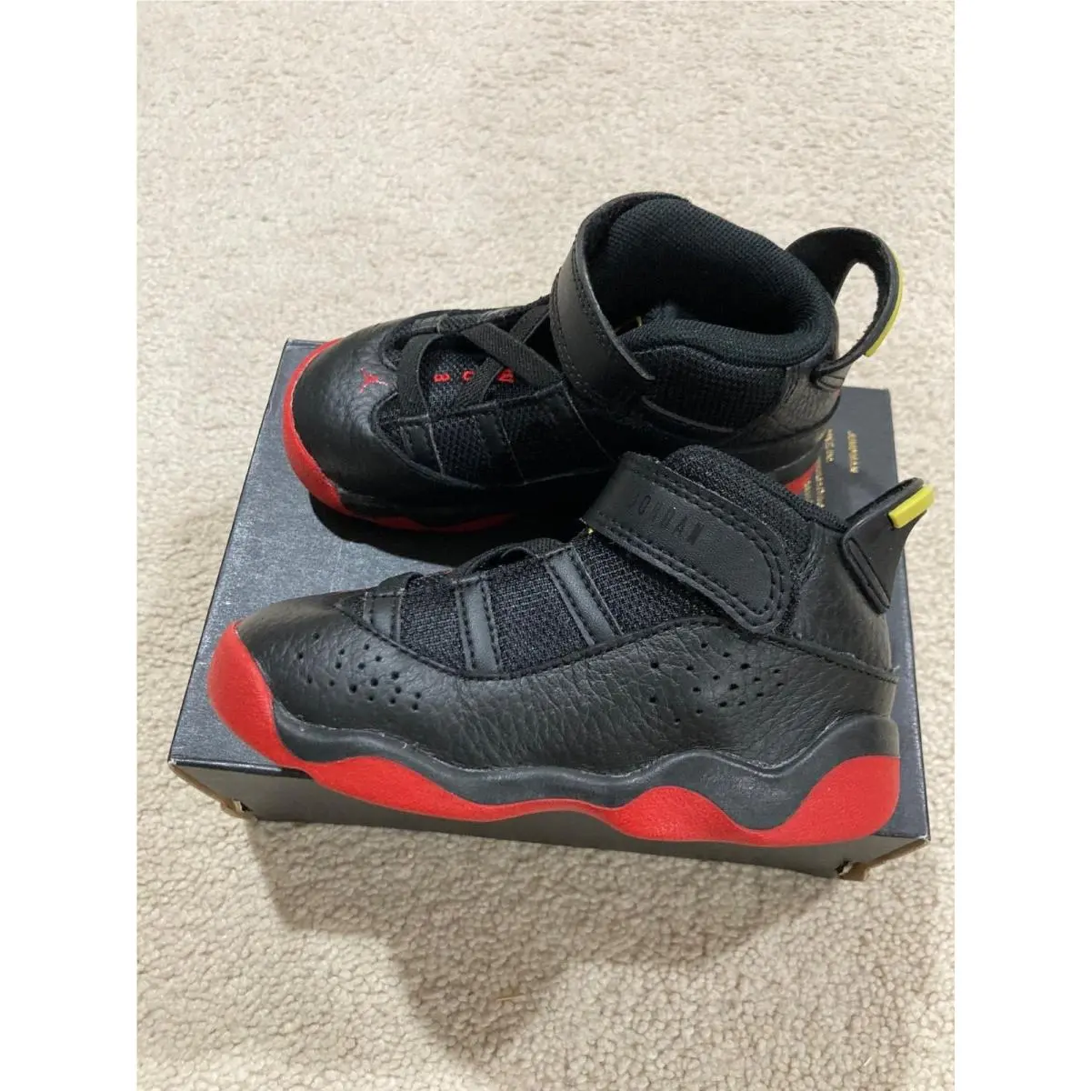 Jordan 6 Rings Shoes Sneakers Black University Red 323420-063 Toddler Size 8C by Nike