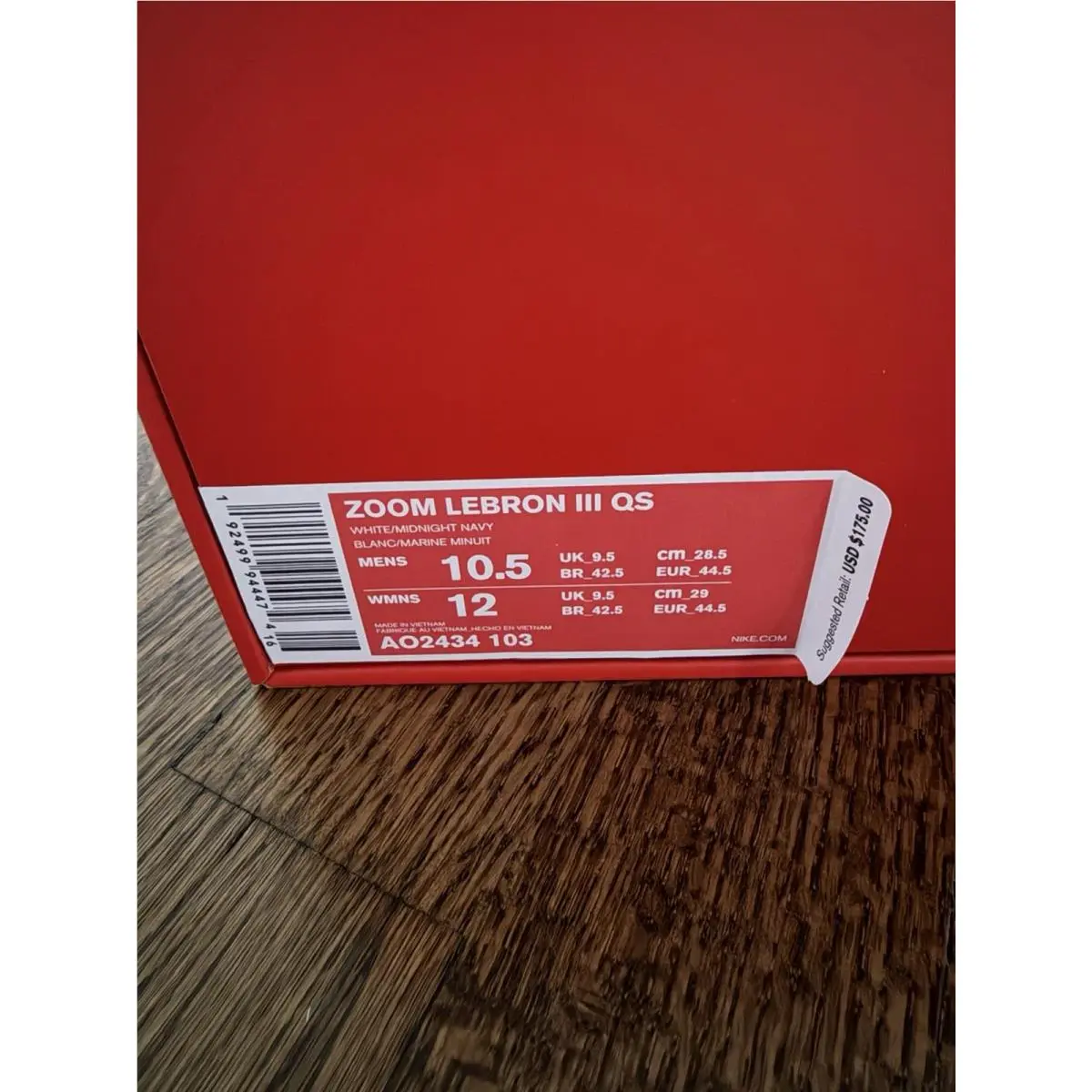 Nike shoes - Nike Zoom LeBron 3 - Zoom LeBron - AO2434-103 - Blue, Manufacturer: White/Midnight Navy-Metallic Silver (UPC: 0192499944474) 5