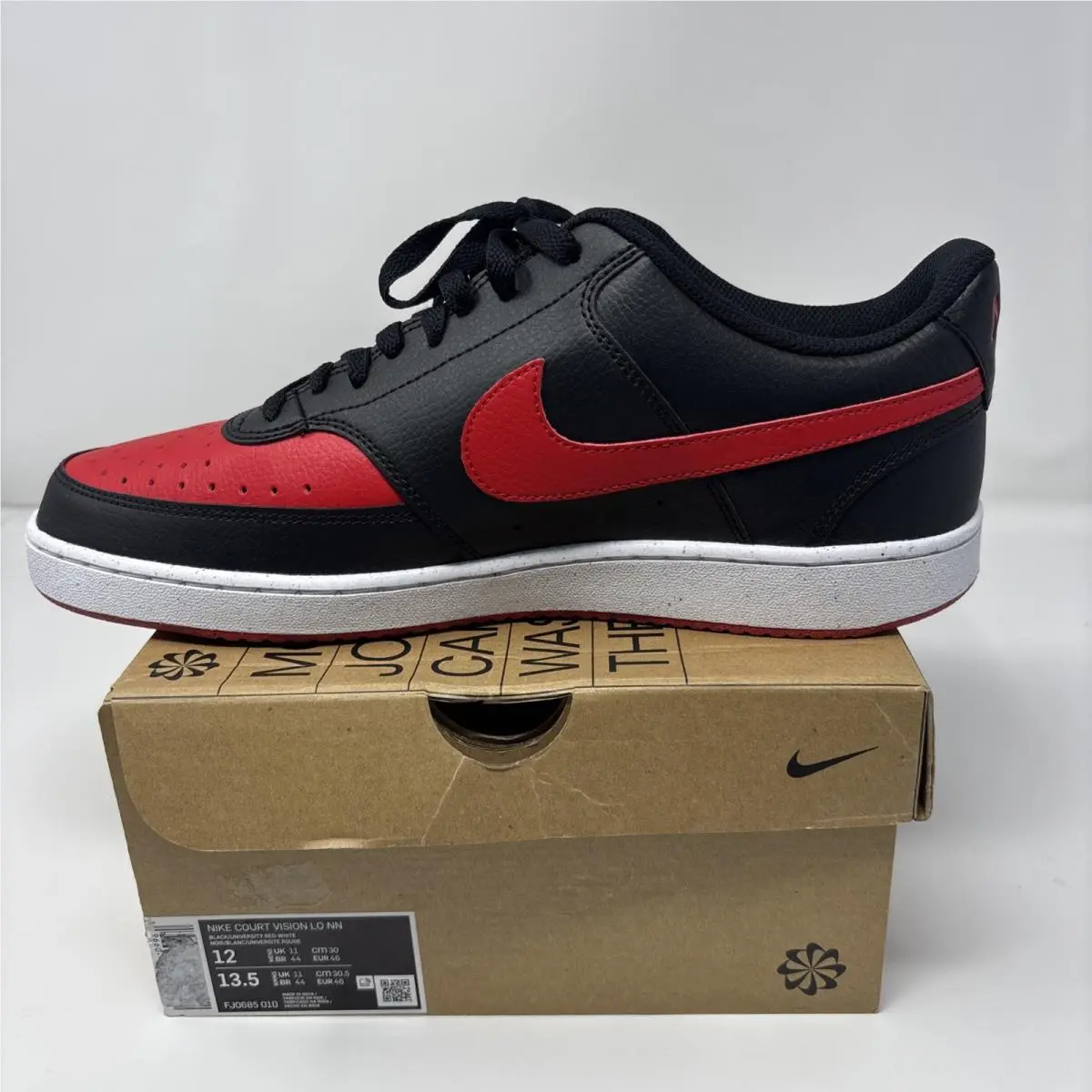 Men`s Court Vision Lo Nn-black-university Red-white Size 12 by Nike