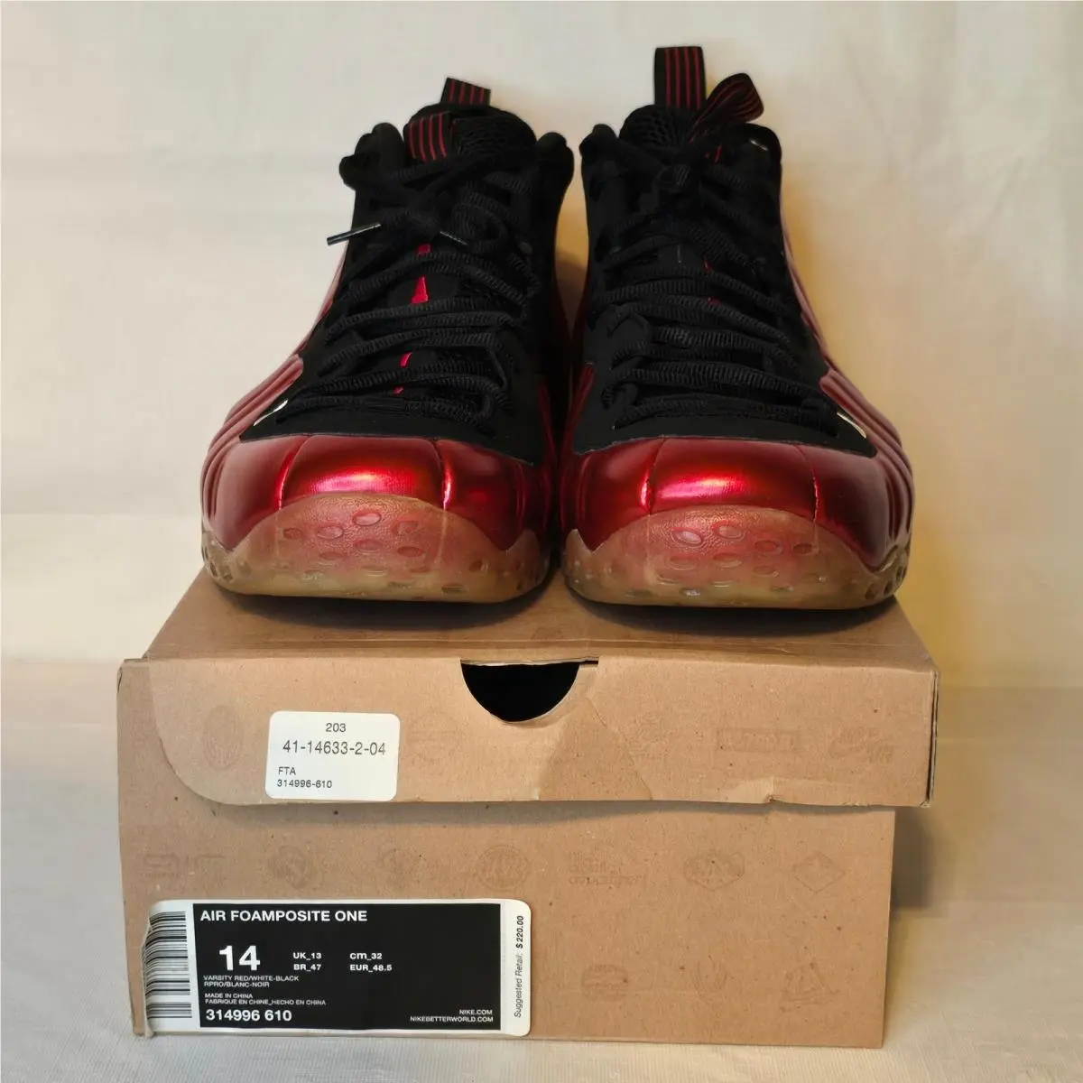 Air Foamposite One Varsity Red Black Mens Sz 14 Basketball Shoes Nos 2011 by Nike