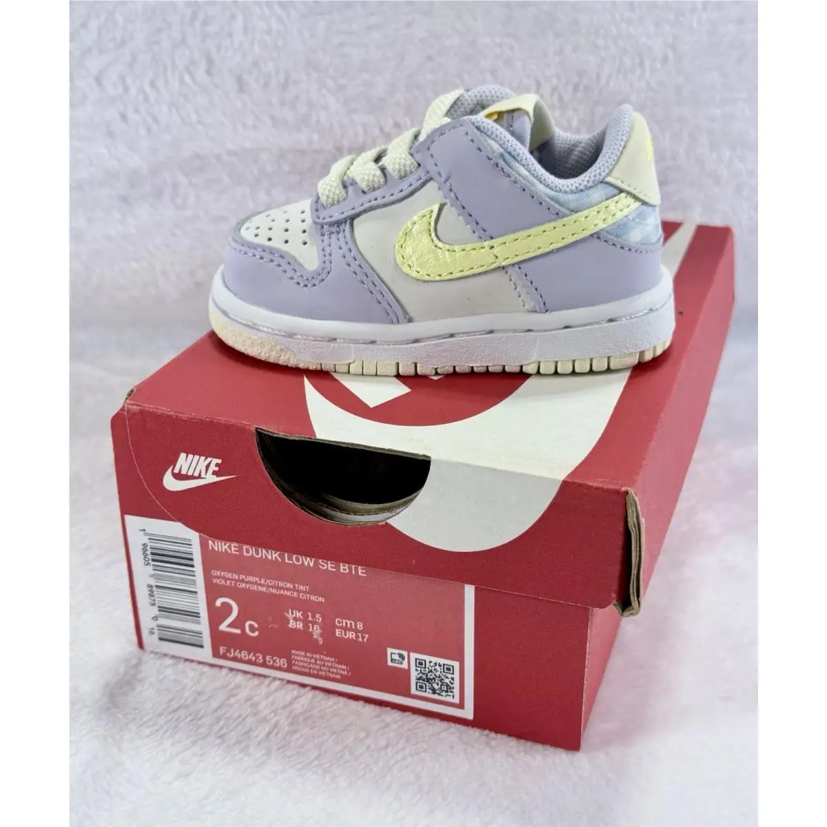 Dunk Low SE TD Easter Purple Citron Baby Toddler 2C FJ4643-536 by Nike