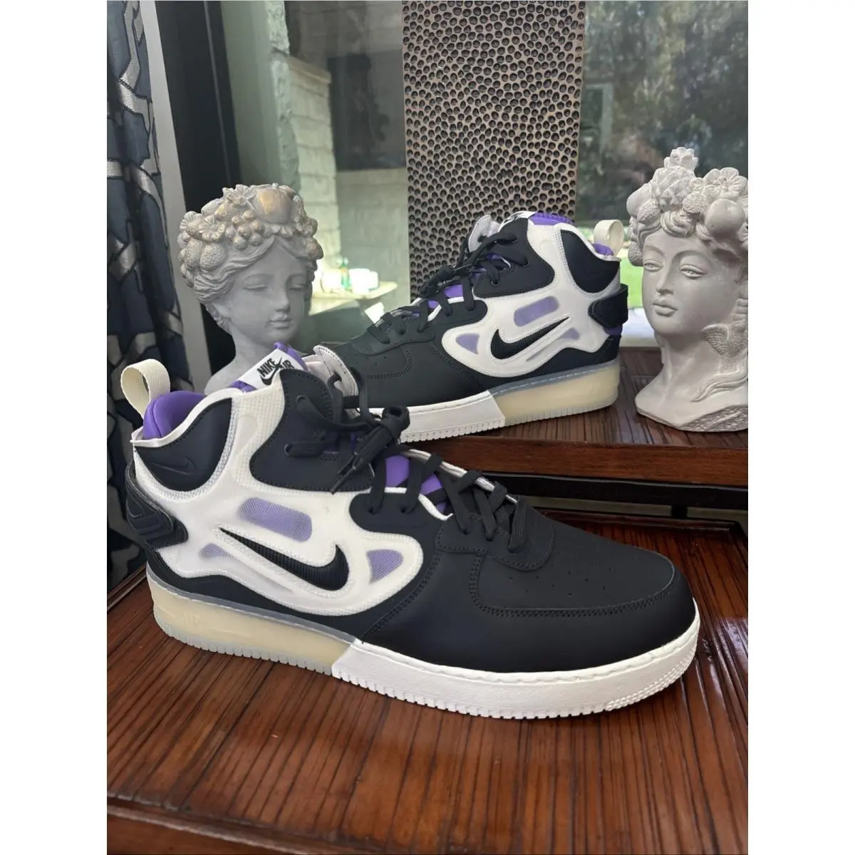 Air Force 1 React Mid Off Noir Black Action Grape Size 18 Rare Decor by Nike
