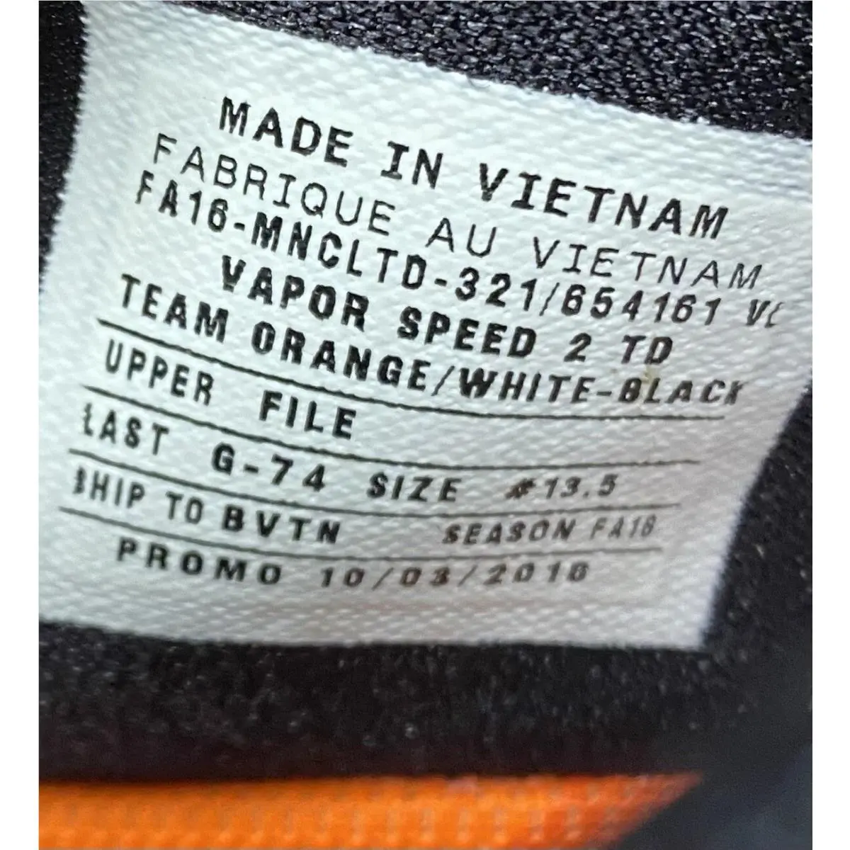 Nike shoes - Nike Vapor Untouchable - Vapor Untouchable - FA16-MNCLTD-321 - Black & White & Team Orange 15