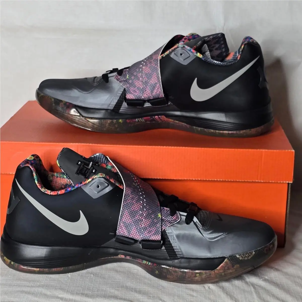 KD 4 IV Black History Month Mens Basketball Black Multicolor Size 14 Nos by Nike