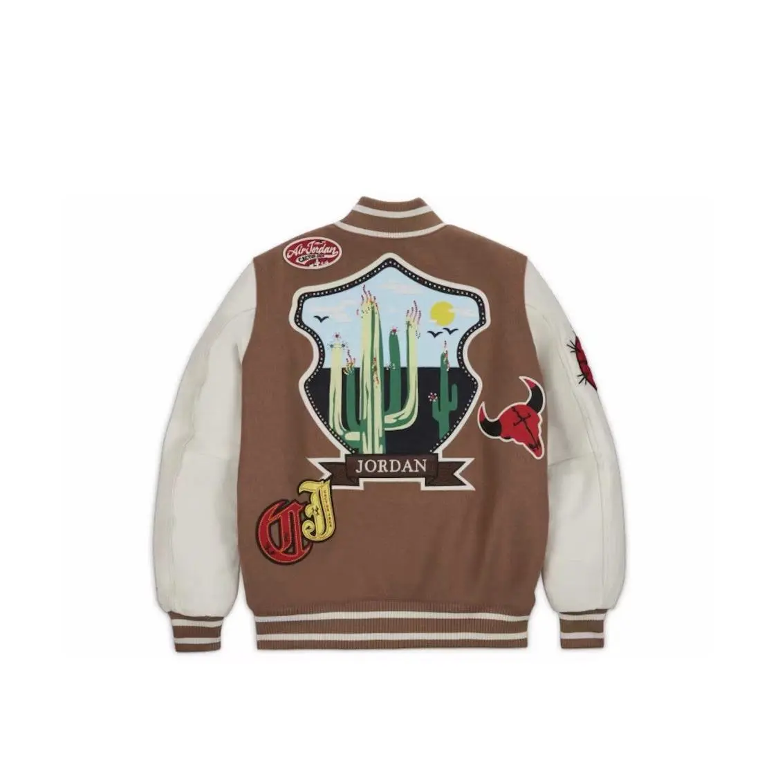 Scott clothing - Travis Scott × Jordan Varsity Jacket - DO4103-256 - Antique Brown/Cream (UPC: 190866317975) 22