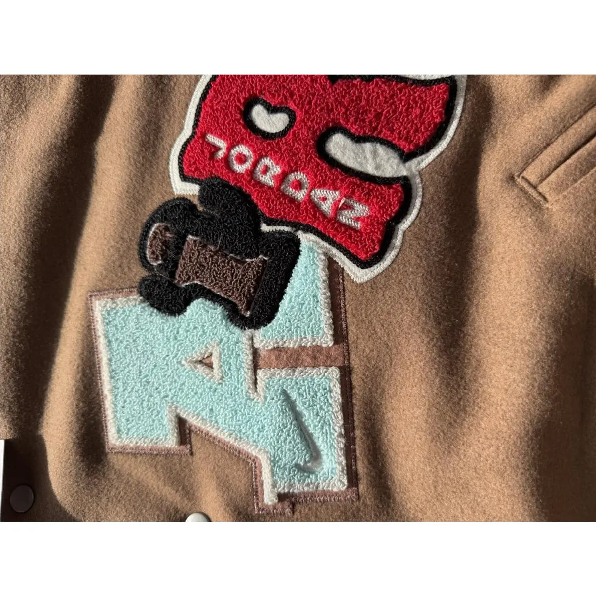 Scott clothing - Travis Scott × Jordan Varsity Jacket - DO4103-256 - Antique Brown/Cream (UPC: 190866317975) 9