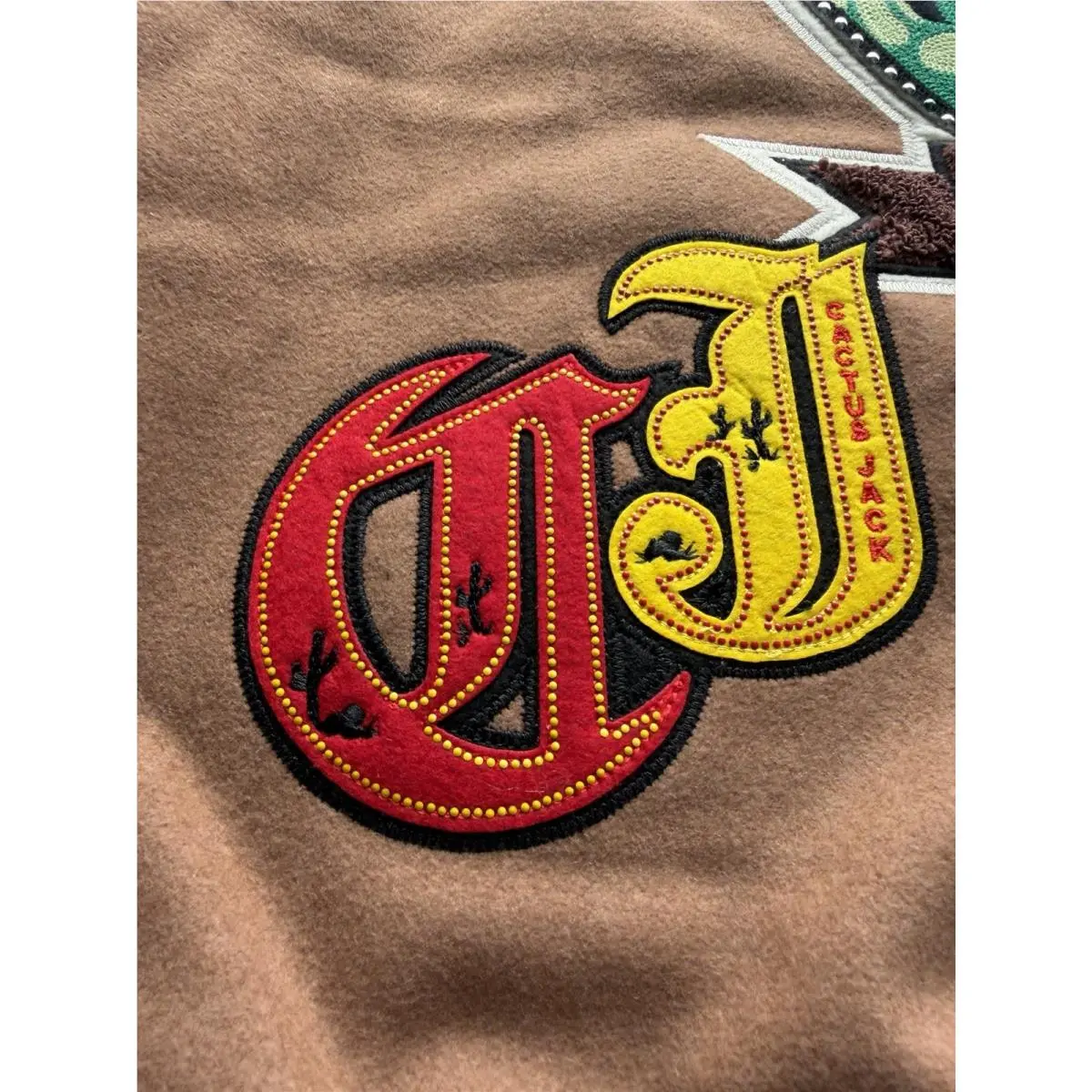 Scott clothing - Travis Scott × Jordan Varsity Jacket - DO4103-256 - Antique Brown/Cream (UPC: 190866317975) 17