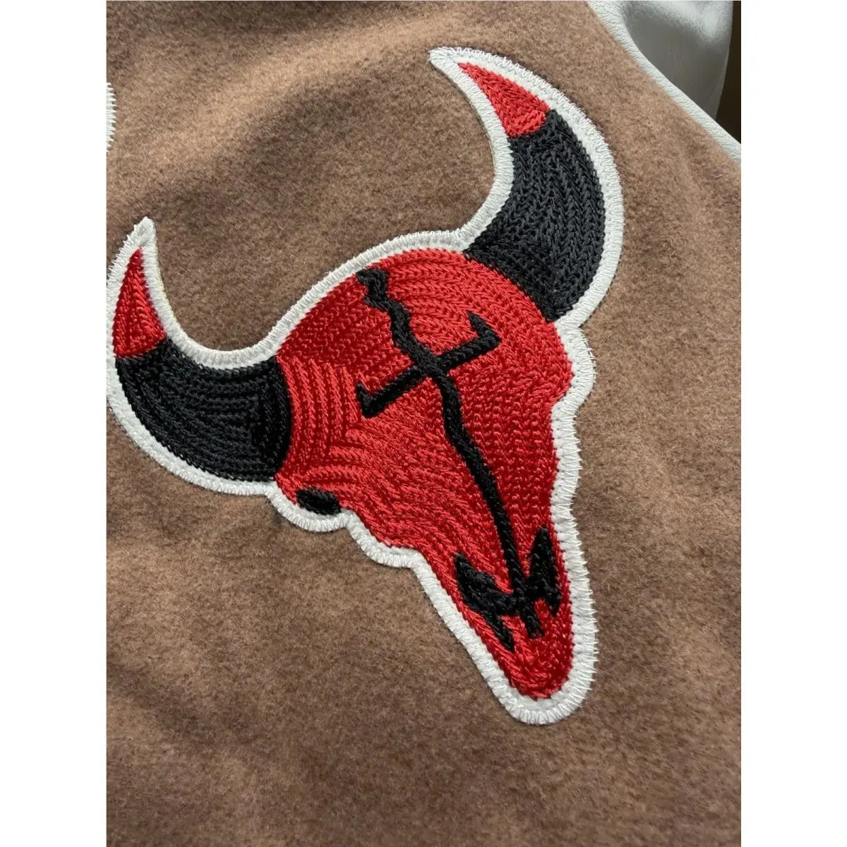 Scott clothing - Travis Scott × Jordan Varsity Jacket - DO4103-256 - Antique Brown/Cream (UPC: 190866317975) 18