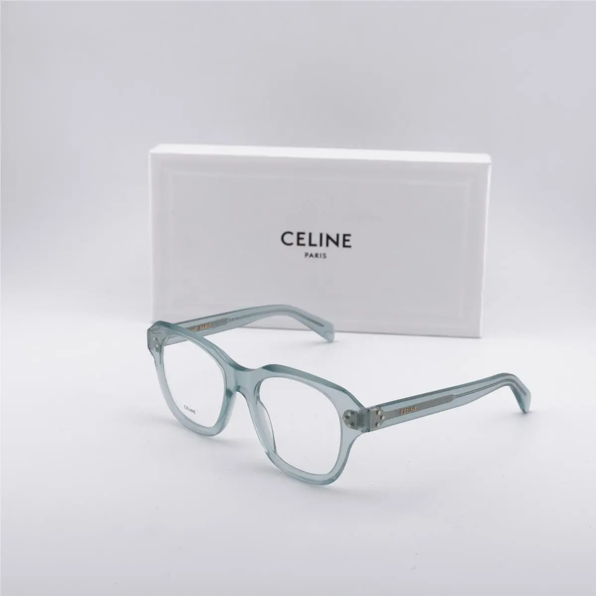 CL50124I 093 Shiny Transparent Lime 50mm Eyeglasses by Celine