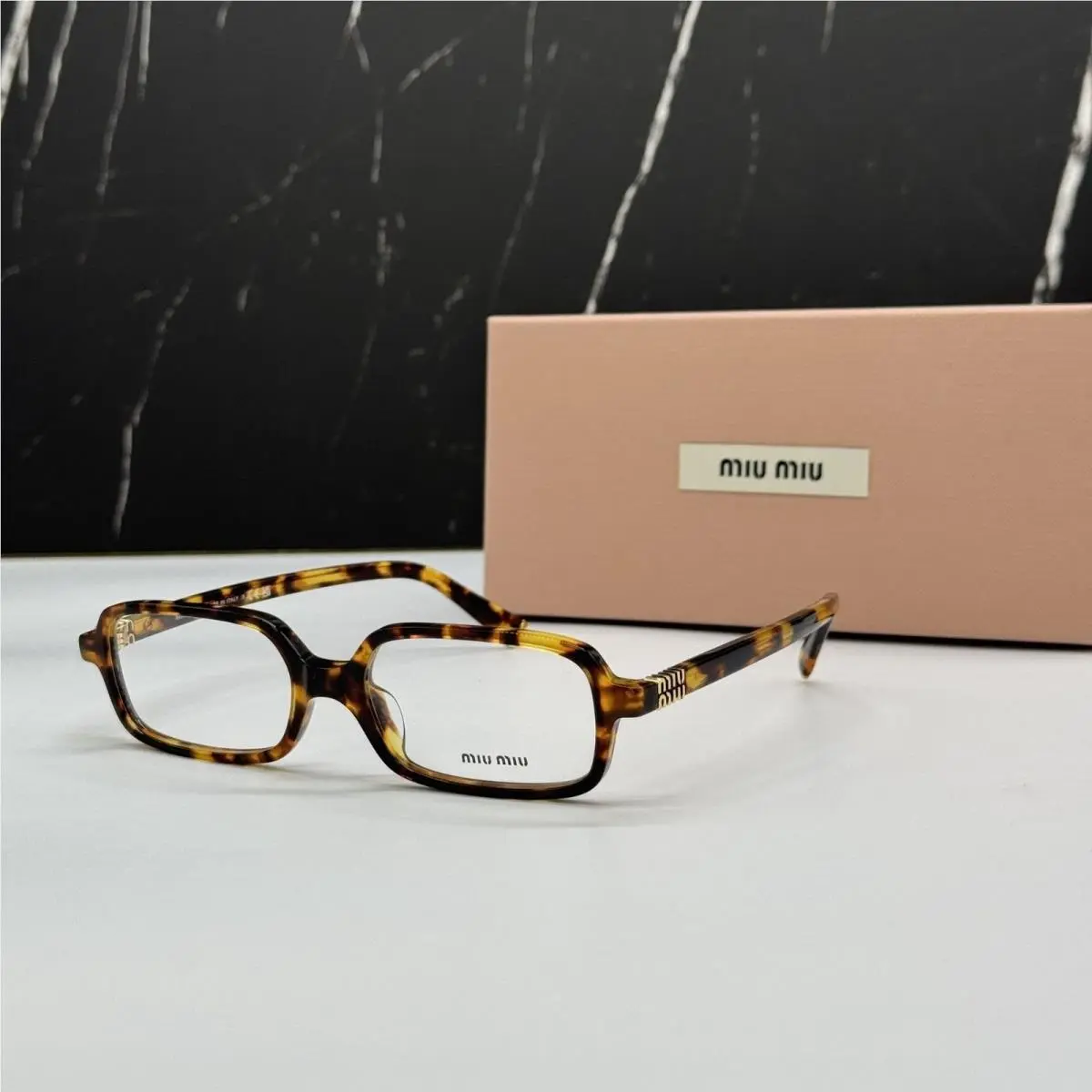 MU01YV Havana Brown Square Eyeglasses MU 01YV 14L1O1 by Miu Miu