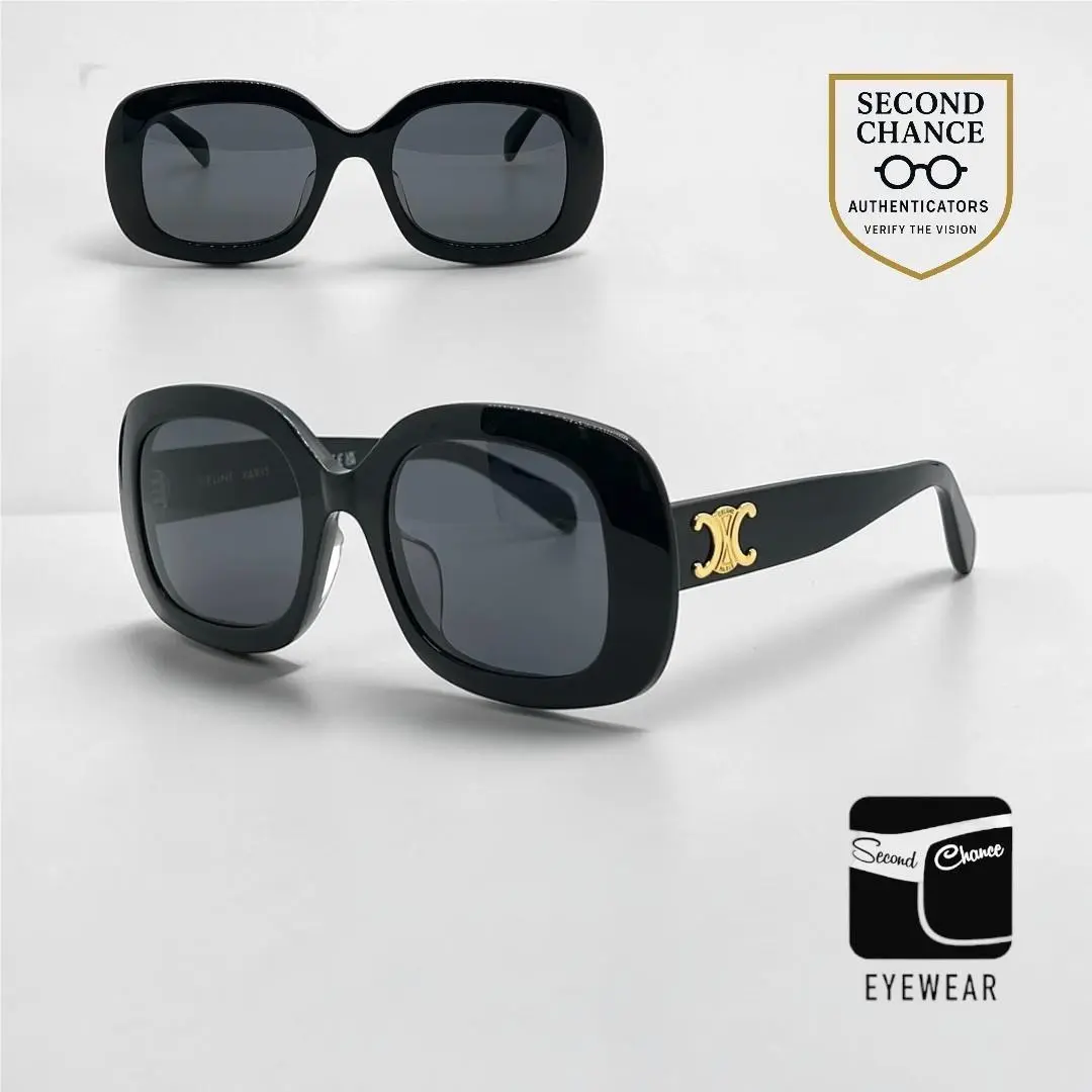 Triomphe CL40262U 01A Black Gold Sunglasses Deadstock Full Kit by Celine